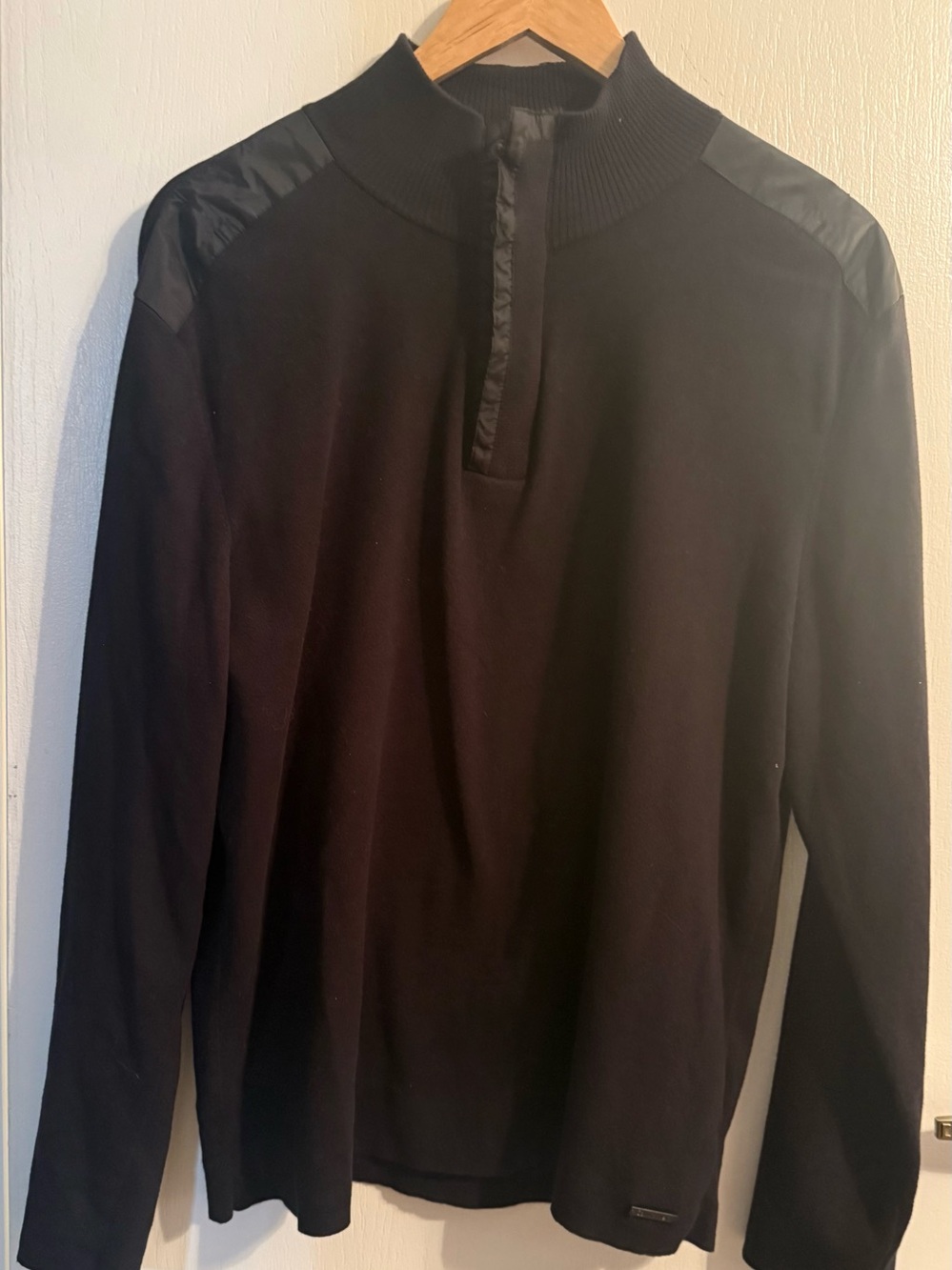 Calvin Klein Men's Black Zip-Up Mock Neck Sweater